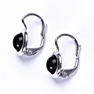 Zlaté náušnice,přírodní kámen Onyx 6 mm, NK 1471 bílé/žluté zlato