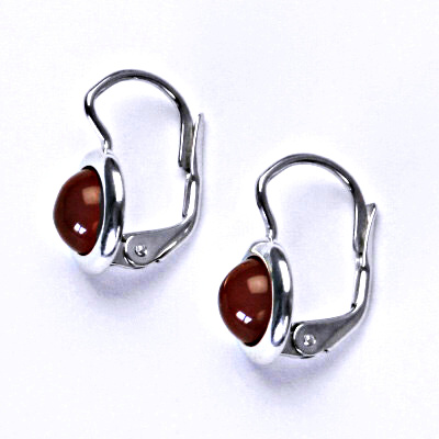 Zlaté náušnice, přírodní kámen Karneol 6 mm, NK 1471 bílé/žluté zlato