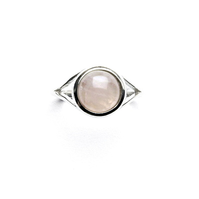 Zlatý prsten bílé i žluté zlato , přírodní kámen Růženín 8 mm - T 1503