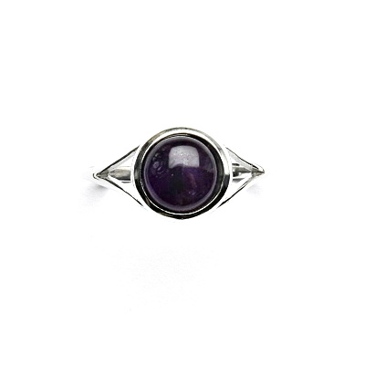 Zlatý prsten bílé i žluté zlato , přírodní kámen Ametyst tmavý 8 mm - T 1503