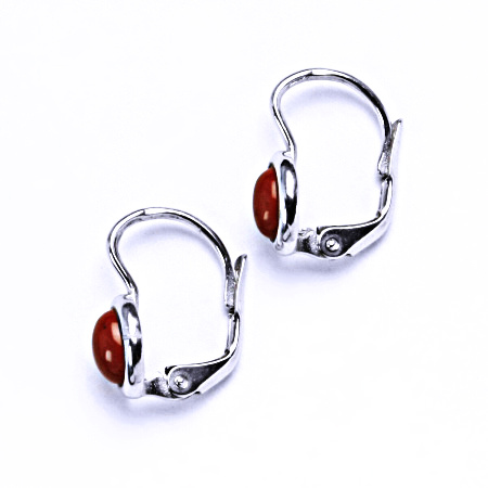 Zlaté náušnice, bílé i žluté zlato, přírodní Jaspis 6x4 mm , NK 1353