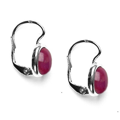 Zlaté náušnice, přírodní Rubín AA+ 8x6 mm , bílé i žluté zlato, NK 1355