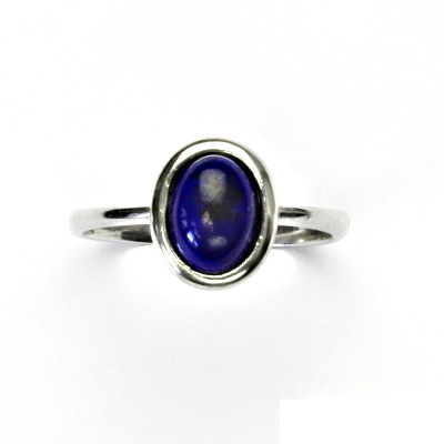 Zlatý prsten, přírodní Lapis lazuli 8x6 mm , bílé i žluté zlato, T 1355