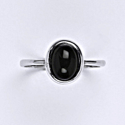 Zlatý prsten, přírodní Onyx 8x6 mm , bílé i žluté zlato, T 1355