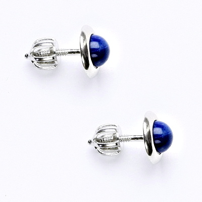 Zlaté náušnice, bílé i žluté zlato , přírodní Lapis lazuli 5 mm - NŠ 1470