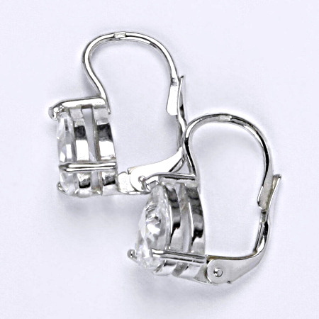 Zlaté náušnice, bílé i žluté zlato, zirkon čirý 8x6 mm - NK 1361