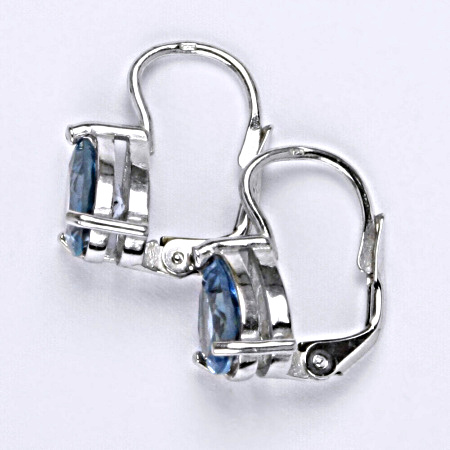 Zlaté náušnice, bílé i žluté zlato, zirkon Akvamarin 8x6 mm - NK 1361