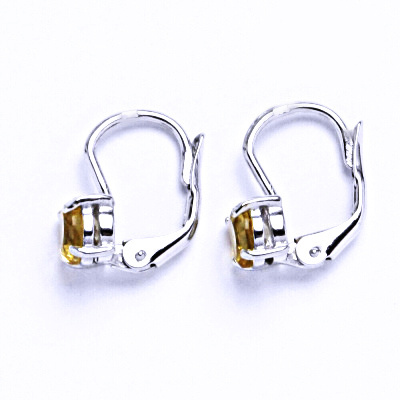 Zlaté náušnice, přírodní Citrin 5 mm , bílé zlato - NK 1251