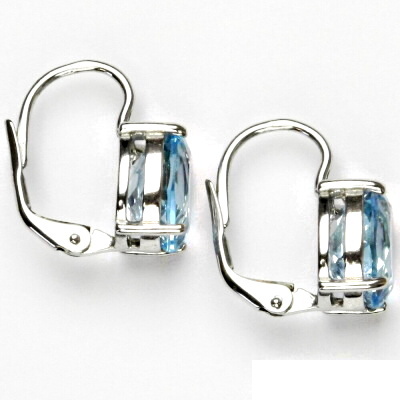 Zlaté náušnice, bílé i žluté zlato, přírodní topaz sky 9x7 mm - NK 1244