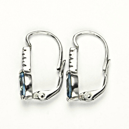 Náušnice bílé i žluté zlato, čiré zirkony a zirkon akvamarin  - VE 9