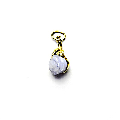 Zlatý přívěsek, přírodní chalcedon-růžička, žluté zlato, P 1359