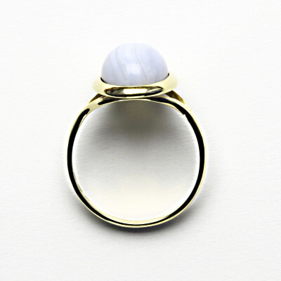 Zlatý prsten, přírodní chalcedon, žluté zlato, T 1454