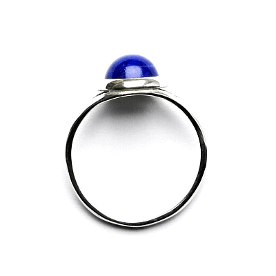 Zlatý prsten bílé i žluté zlato , přírodní kámen Lapis lazuli 8 mm - T 1503