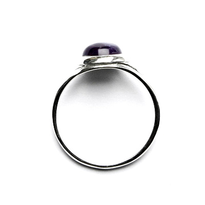 Zlatý prsten bílé i žluté zlato , přírodní kámen Ametyst tmavý 8 mm - T 1503