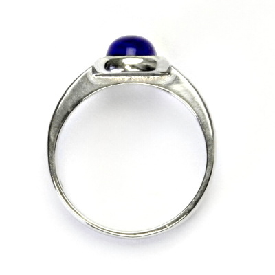 Zlatý prsten, přírodní Lapis lazuli 8x6 mm , bílé i žluté zlato, T 1355