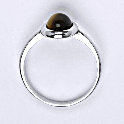 Zlatý prsten, přírodní Tygří oko 8x6 mm , bílé i žluté zlato, T 1355