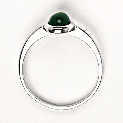 Zlatý prsten, přírodní Green agate 7x5 mm , bílé i žluté zlato T 1354