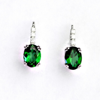 Zlaté náušnice, bílé i žluté zlato, náušnice se zirkony a emerald - VE 8