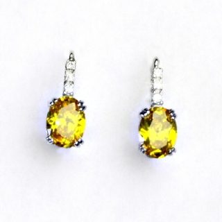 Zlaté náušnice, bílé i žluté zlato, náušnice se zirkony a yellow zirkon - VE 8