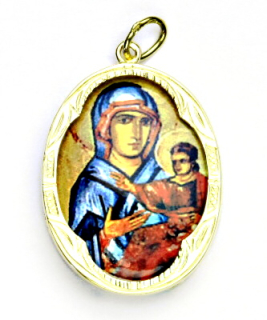 Zlatý přívěsek, žluté zlato,porcelánová Madonka, Madonna Di San Luca, P 158