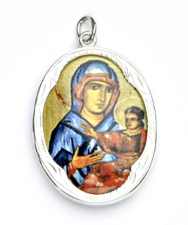 Zlatý přívěsek, bílé zlato,porcelánová Madonka, Madonna Di San Luca, P 158