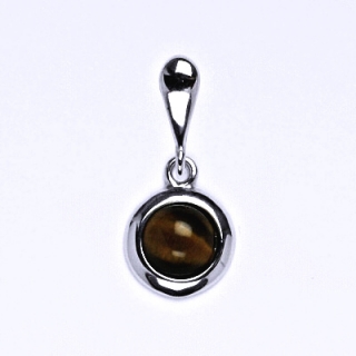 Zlatý přívěsek, bílé/žluté zlato, přírodní kámen Tygří oko 6 mm , P 1471