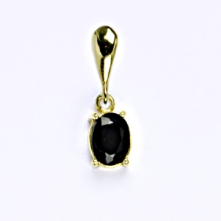 Zlatý přívěšek,přírodní černý safír, žluté zlato 14 ct, váha 1,36 g, P 1245