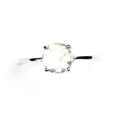 Zlatý prstýnek, bílé i žluté zlato, přírodní růženín 7 mm - T 1252