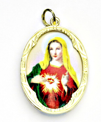 Zlatý přívěsek, žluté zlato, porcelánová Madonka, Panna Marie, P 158 (M-7)