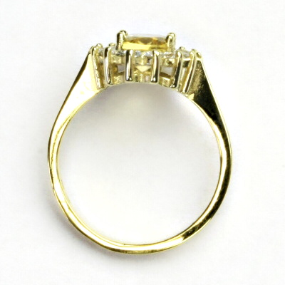 Zlatý prsten, žluté zlato,Kate, přírodní citrín pálený, čiré zirkony, T 1507