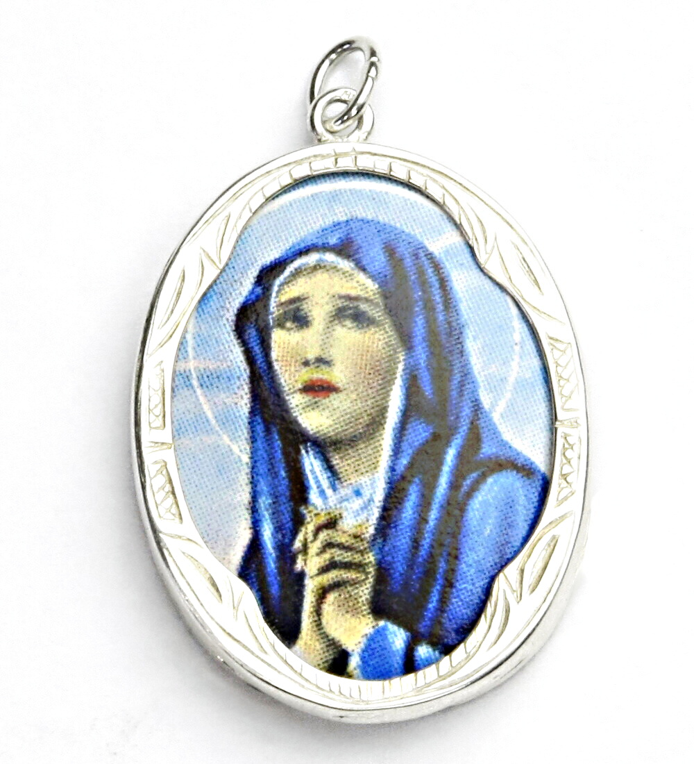 Zlatý přívěsek, bílé zlato,porcelánová Madonka, Panna Marie, P 158 (M-3 )