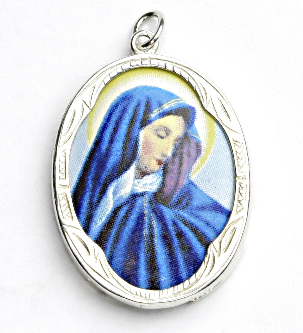 Zlatý přívěsek,bílé zlato,porcelánová Madonka, Panna Marie, P 158 (M-1)