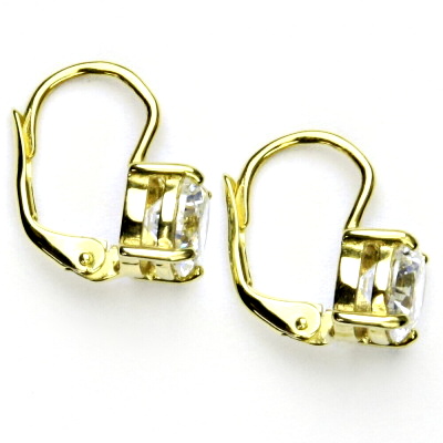 Zlaté náušnice, žluté i bílé zlato, čirý zirkon 8 mm , náušnice se zirkonem, NK 1357