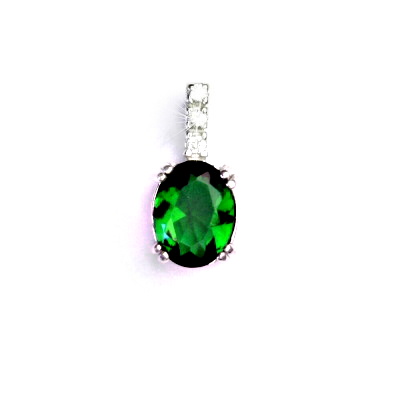 Zlatý přívěsek s čirými zirkony a zirkonem emerald, bílé i žluté zlato, VP 31