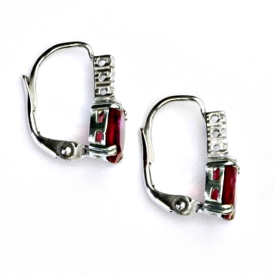 Zlaté náušnice, bílé i žluté zlato, náušnice se zirkony a rubínem - VE 8