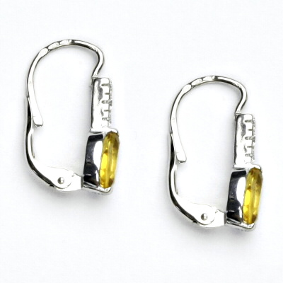 Zlaté náušnice, bílé i žluté zlato, čiré zirkony a přírodní citrín pálený - VE 9