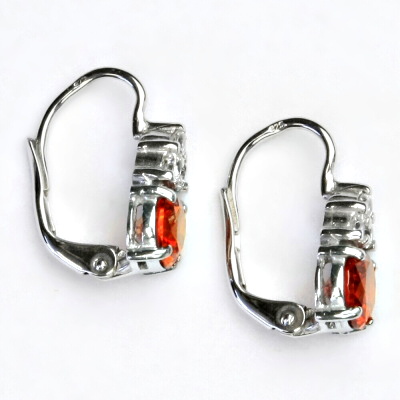 Zlaté náušnice, bílé i žluté zlato, čiré zirkony a zirkon oranž 6 mm - VE 168 