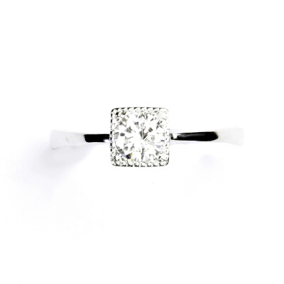 Zlatý prsten, bílé zlato, prstýnek s čirým zirkonem, T 1221