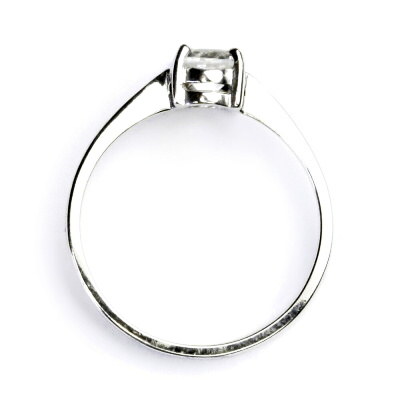 Zlatý prsten, bílé i žluté zlato, prstýnek ze zlata s čirým zirkonem, T 1246