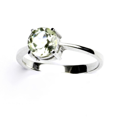Zlatý prstýnek, bílé i žluté zlato, přírodní green ametyst 7 mm prsten -T 1252