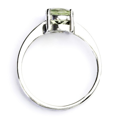 Zlatý prstýnek, bílé i žluté zlato, přírodní green ametyst 7 mm prsten -T 1252