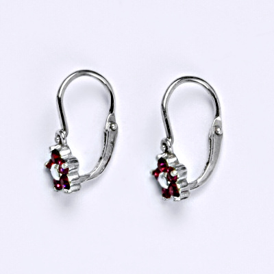 Dětské náušničky zlaté se Swarovski krystalem fuchsia, bílé zlato, NK 1391