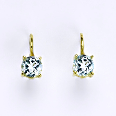 Zlaté náušnice,přírodní topaz sky , žluté i bílé zlato 14 ct, váha 2,01 g,NK 1250