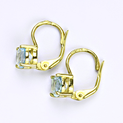 Zlaté náušnice,přírodní topaz sky , žluté i bílé zlato 14 ct, váha 2,01 g,NK 1250