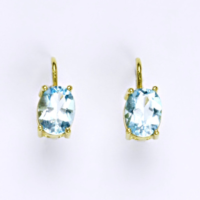 Zlaté náušnice,přírodní topaz, žluté zlato 14 ct, váha 2,58 g,NK 1245