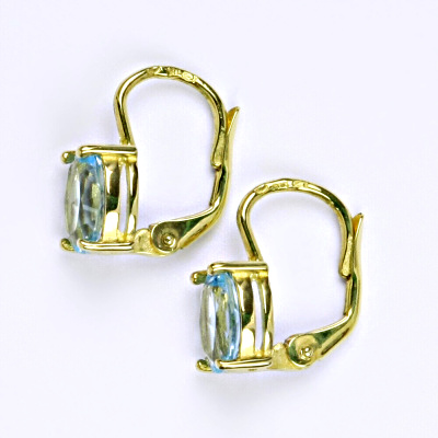 Zlaté náušnice,přírodní topaz, žluté zlato 14 ct, váha 2,58 g,NK 1245