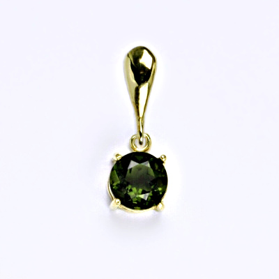 Zlatý přívěšek,přírodní vltavín, žluté zlato 14 ct, váha 1,29 g,P 1252
