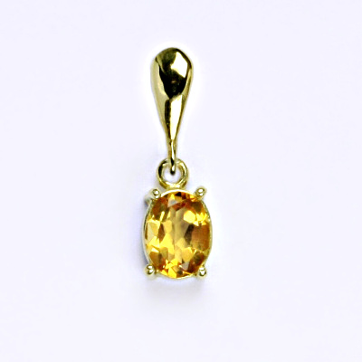 Zlatý přívěšek,přírodní citrín pálený, žluté zlato 14 ct, váha 1,33 g,P 1245