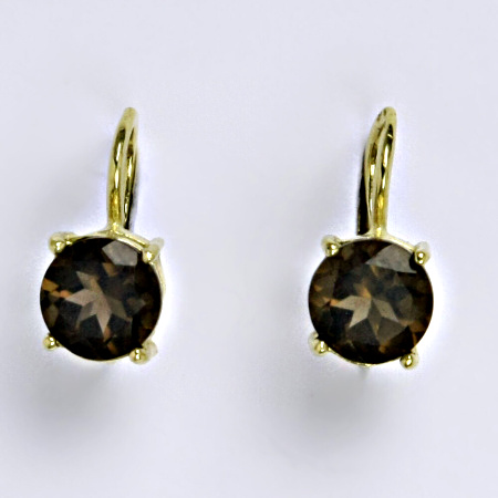 Zlaté náušnice, přírodní záhněda 8 mm , žluté i bílé zlato - NK 1357