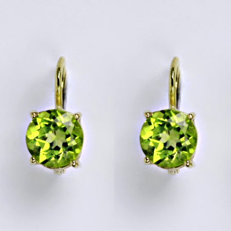 Zlaté náušnice,přírodní olivín 8 mm , žluté i bílé  zlato 14 ct - NK 1357